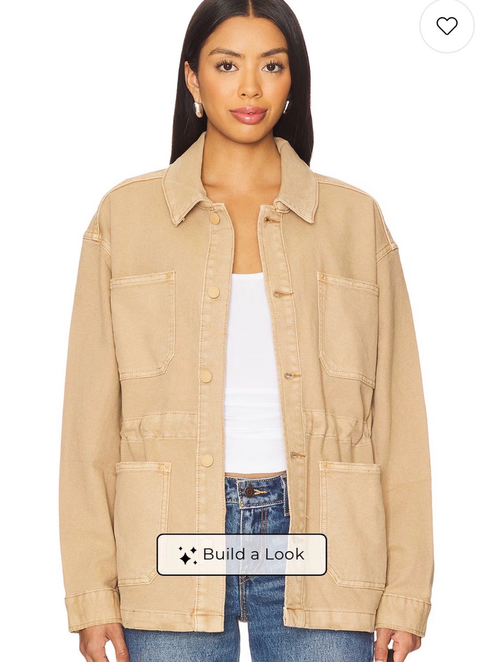 Good American Beige/Tan Utility Jacket with Patch Pockets